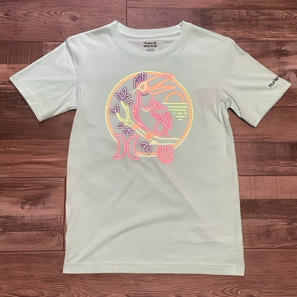 Hurley Light Green Bird Graphic Tee - Picture 1 of 1